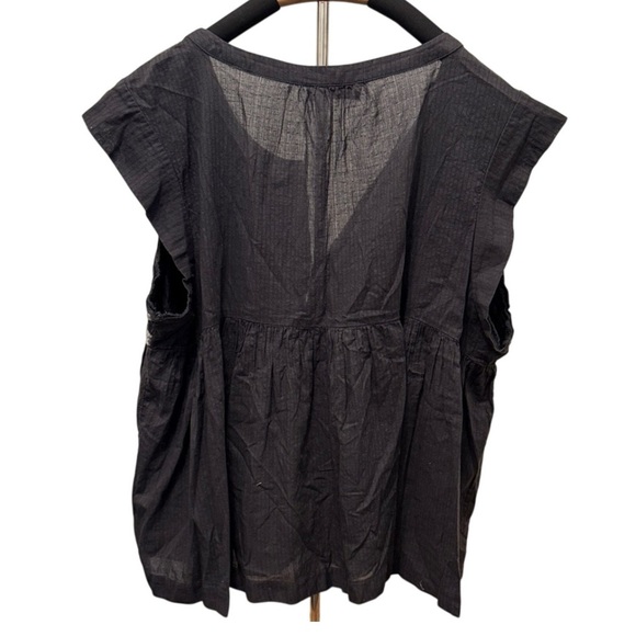 Lucky Brand Grayish/ Black Blouse with White Embroidery Flutter Sz XXL - Picture 6 of 13